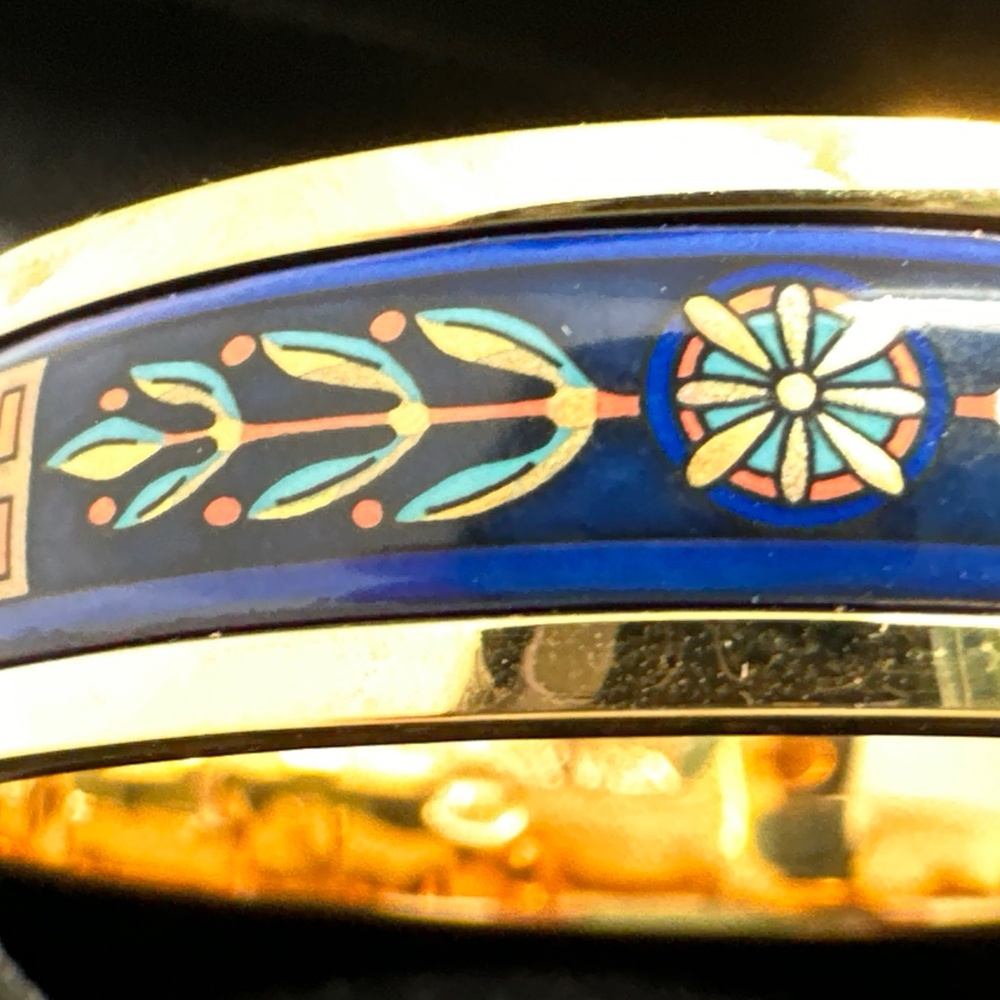 Vintage Michaela Frey Wien MFT Greco-Roman Lion Enamel Clasp Bangle Bracelet - Picture 12 of 16